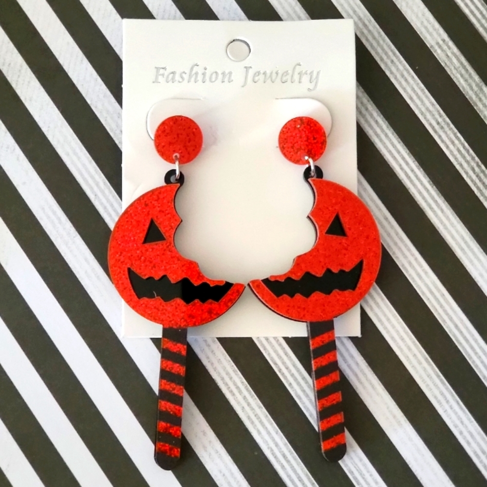 Jack-o-Lantern Sucker Earrings